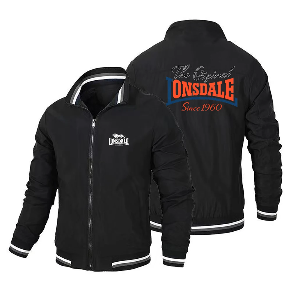LONSDALE logo printed jacket loose sports fashion men's autumn and winter pilot jacket motorcycle zipper jacket