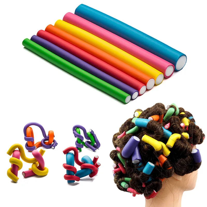 10 Stück Flexible Haarlockenwickler, Hitzefreie Lockenformer, Weiche Schaumstoff-Biege-Rollen für Locken, Flexi-Roller, Haarstyling-Werkzeug