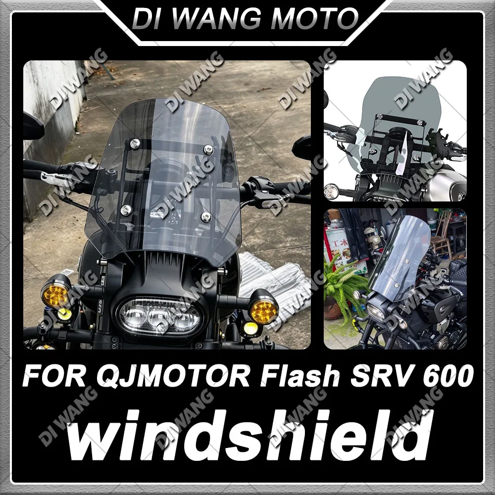 Motorcycle Cafe Style Front Windshield Windscreen Wind Deflector For QJMOTOR Flash 600 SRV 600 Modified Accessories