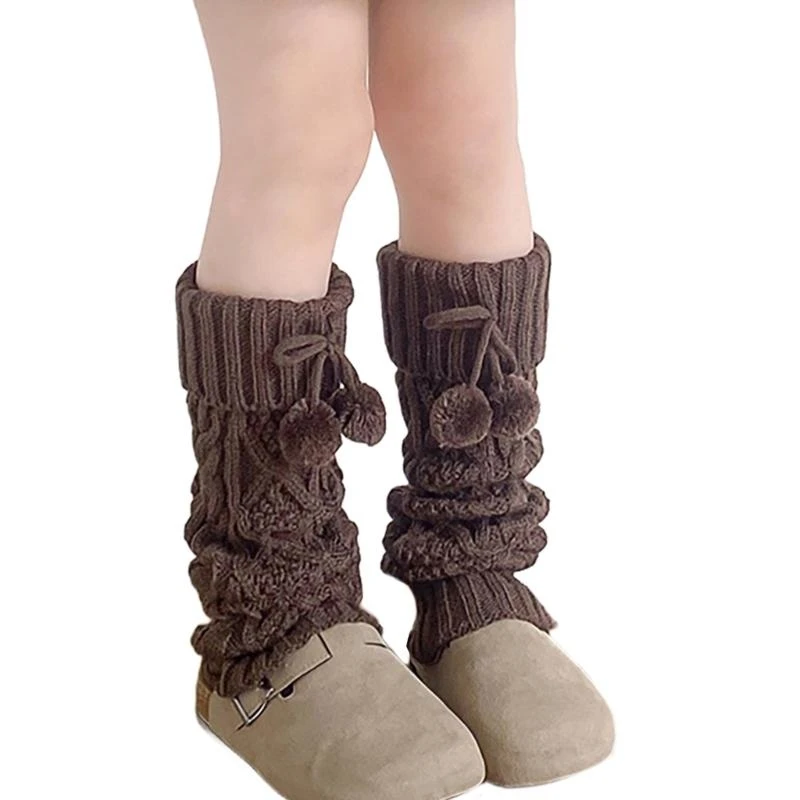 54DF Knitted Leg Cover Socks Sleeve for Teens Color Fashion Winter Accessory