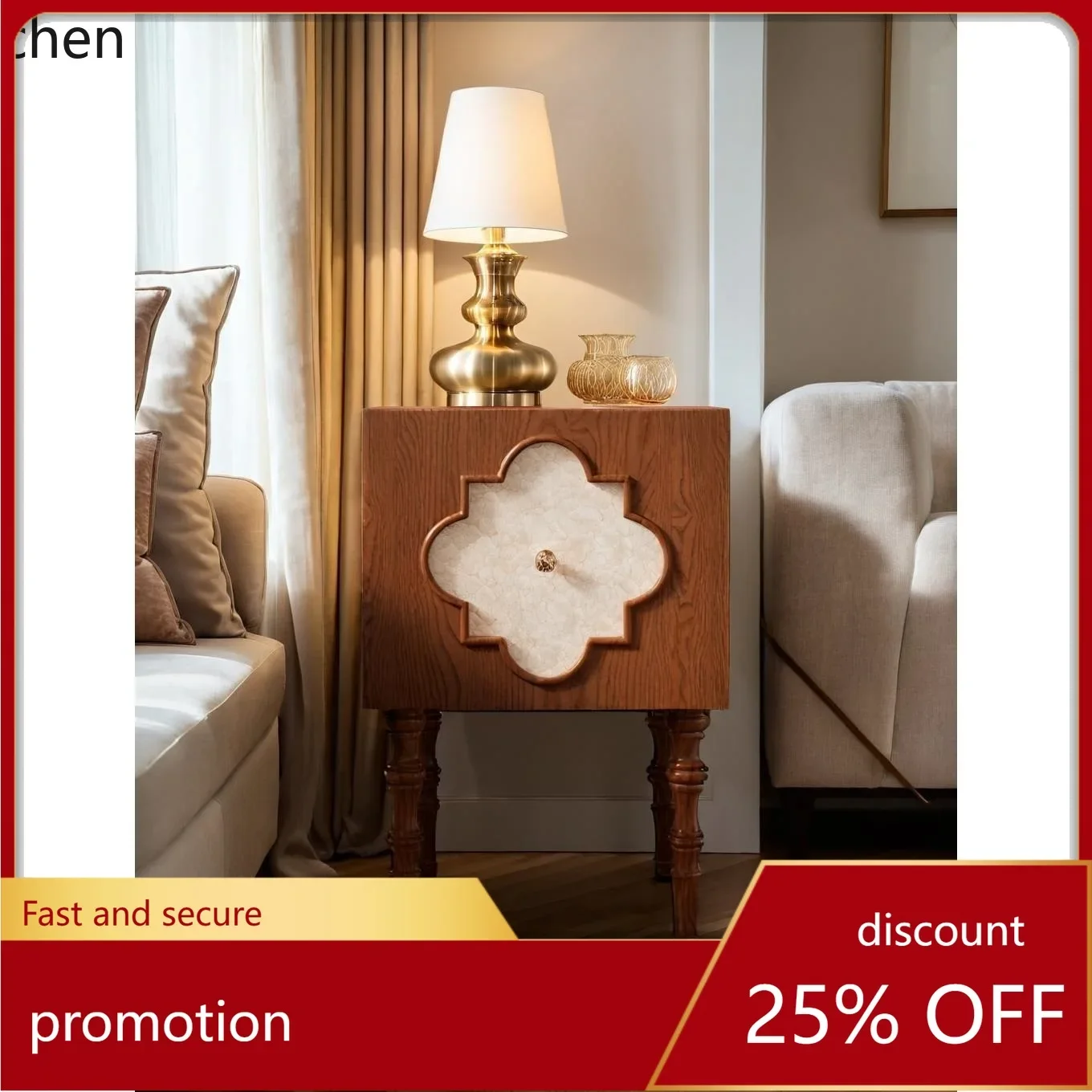 ZML Bedside Table Artistic Four-Leaf Sofa Side Cabinet Bedroom Bedside Cabinet