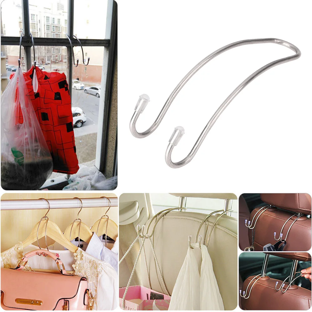 1x Silver Universal Hook Stainless Steel Material Seat Backside Bag Auxiliary Hooks 3kg Max Bearing Holder
