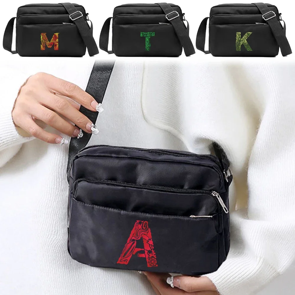 Crossbody Bag Large Capacity Engrave Image Letter Print Short Trip Dual-Use Storage Shoulder Bag Adjustable Strap Shopping Bag