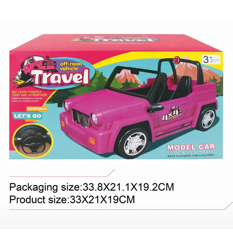 Travel Convertible Jeep Car Doll Vehicle Two Seat Cool Car for Dolls Toy Car Model  Girl\'s Birthday Gift Dollhouse Accessories