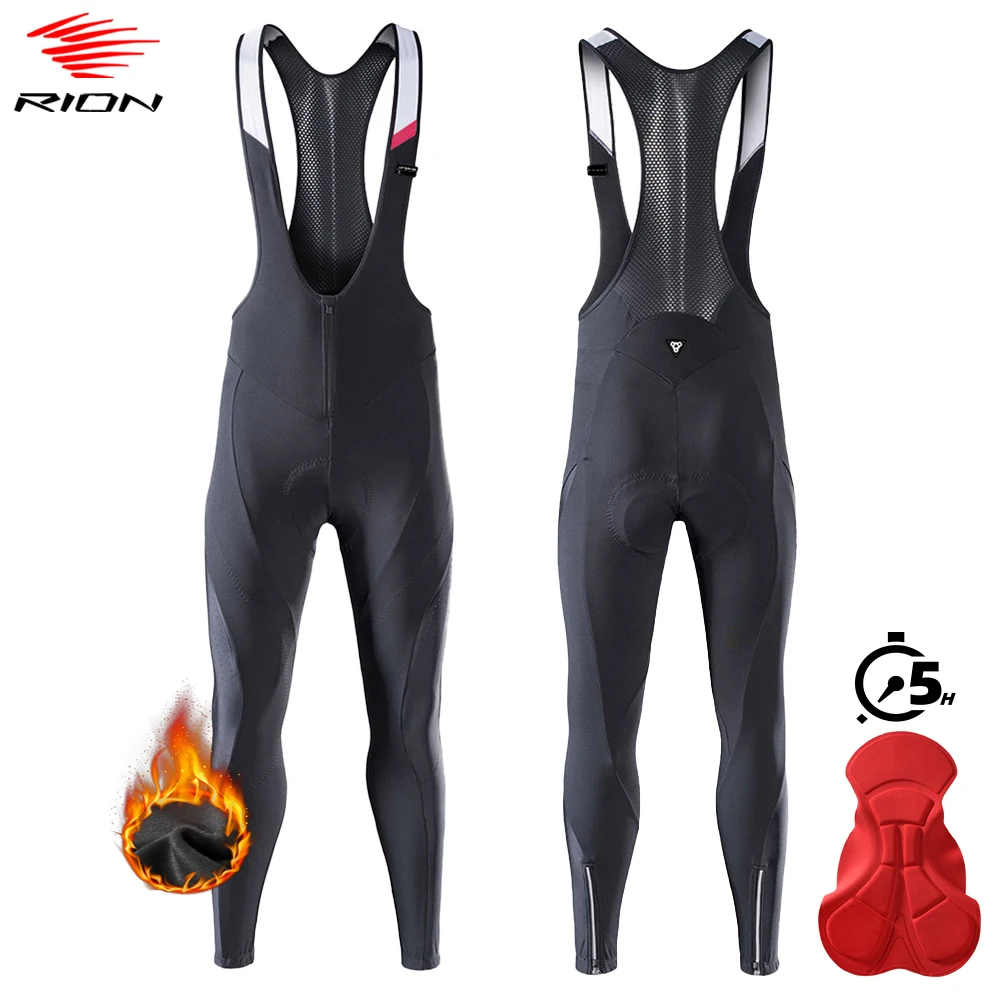 【セール中】RION メンズ サイクリング ビブパンツ プロ MTB タイツ ロードバイク サーマル フリース パッド入り ビブパンツ 中距離 自転車 ウェア 秋冬
