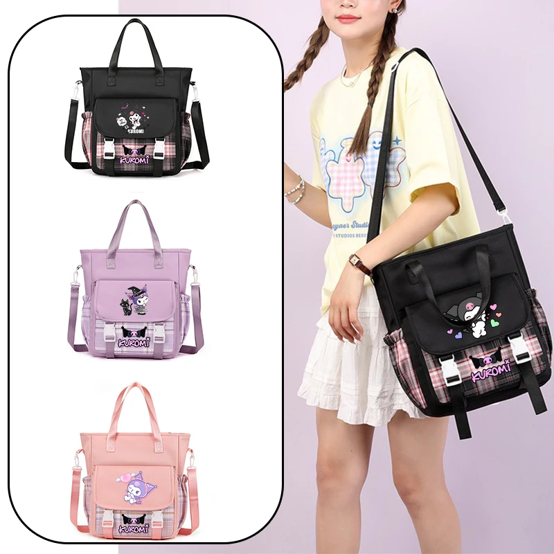Kuromi Girl Student Handbag Cartoon Shoulder Bags Tote Messenger Bag Handbag Cross body Bag Satchels School Casual Commuting Bag
