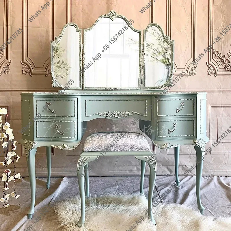 

Туалетный столик ZL в американском и французском стиле из массива дерева, ретро, элитный, для спальни, простой, современный, модный