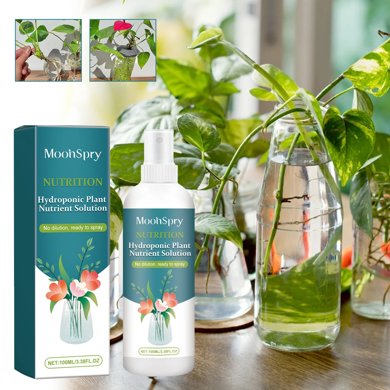 Hydroponic Plant Nutrient Solution Indoor Hydroponic Garden Nutrients Fast-Acting Formulas Boosts Rapid Plant Growth Plant Care