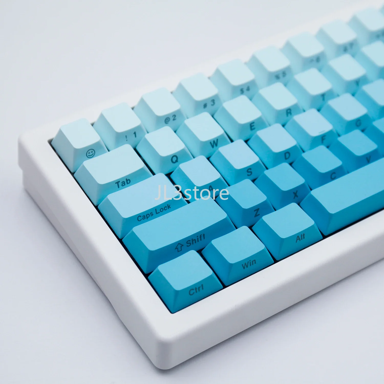 Side engraved keycap factory gradual change cyan PBT opaque 68/75/87/98/100 mechanical keyboard cap