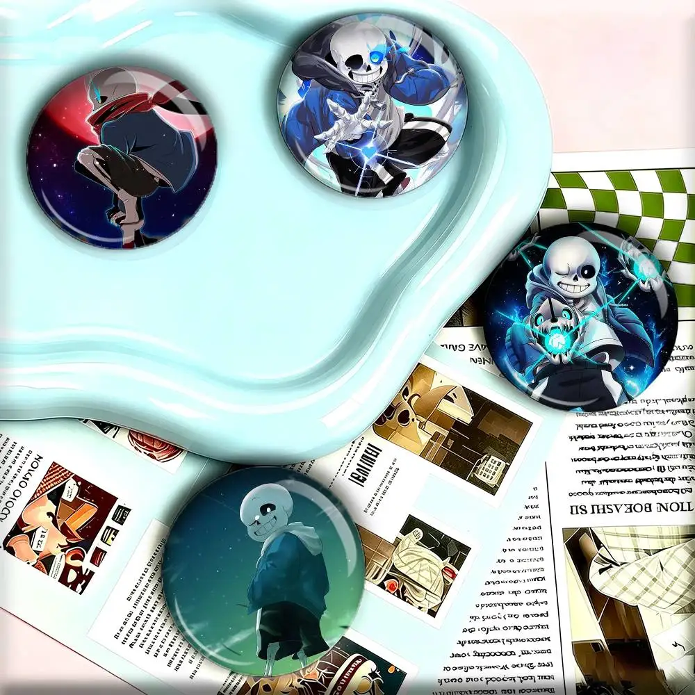 U-UndertaleS Sans Anime 25 32 44 58 75mm Badges Personalized Round Brooches Pins Accessory Gift