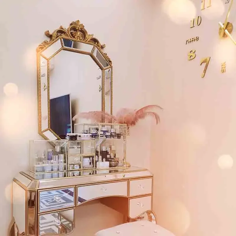 Nordic Bedroom Wall Mirrors Make Up Elegant Plastic Hanging Decorative Mirror Shower Toilet Espelho Adesivo