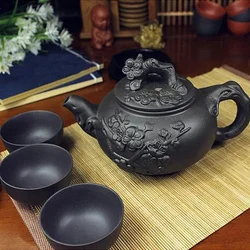 Chinese Porcelain Yixing Zisha Tea Set 380ml + 3 Cups 40ml Kung Fu Teaset Teapots Handmade Zisha Ceramic Kettle