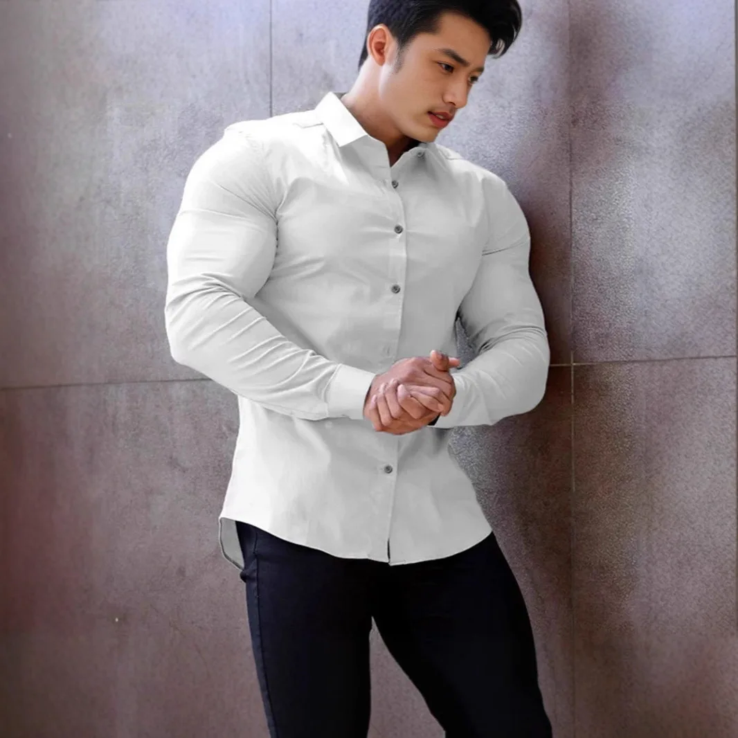 American Hardcore Sports Slim Long Sleeve Shirt Men's Casual Top