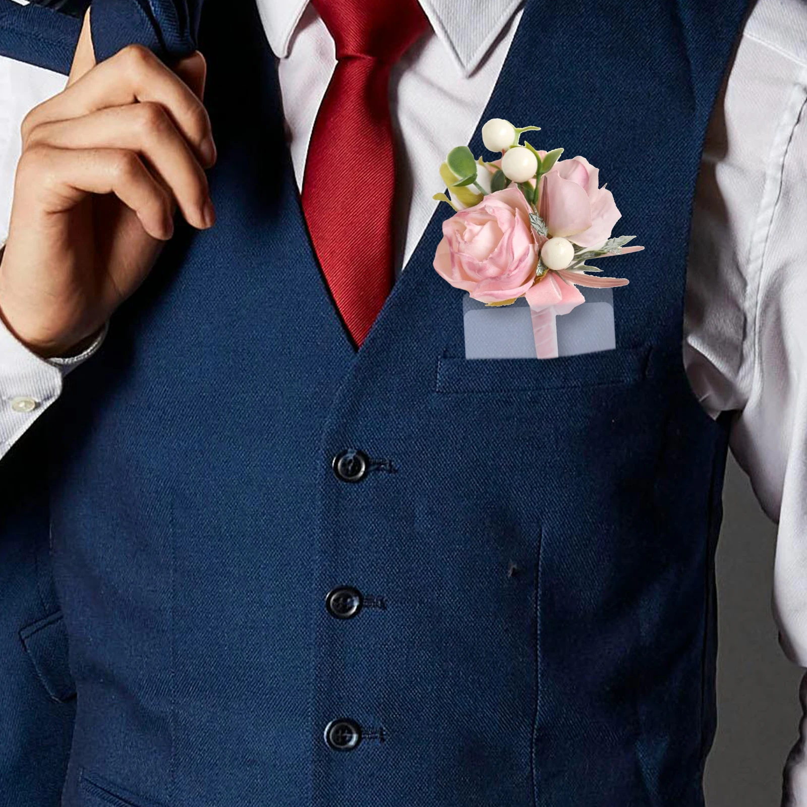 

50pcs Clear Grooms Boutonniere For Wedding Pocket Boutonniere Plastic Sleeve for Men Wedding Groomsmen Floral Suit Accessory