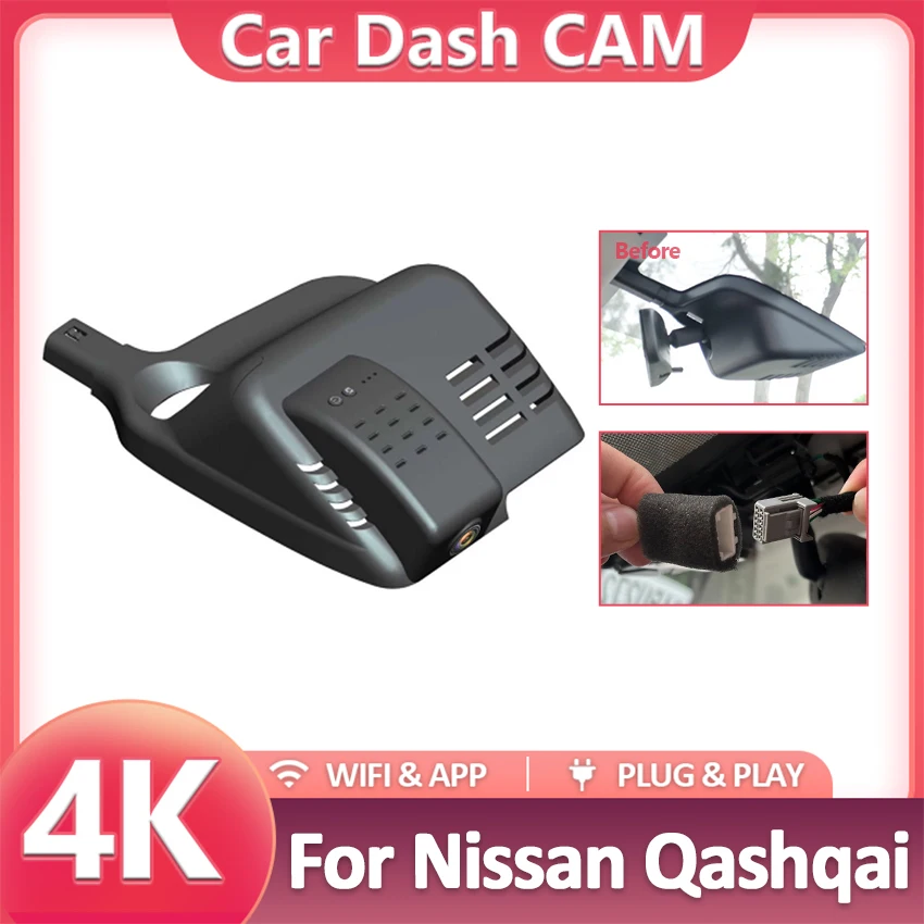 

Plug and play Wi-Fi UHD 4K Dash Cam Автомобильный видеорегистратор для Nissan Qashqai j10 j11 j12 2015 2016 2017 2018 2019, Dashcam для Qashqai