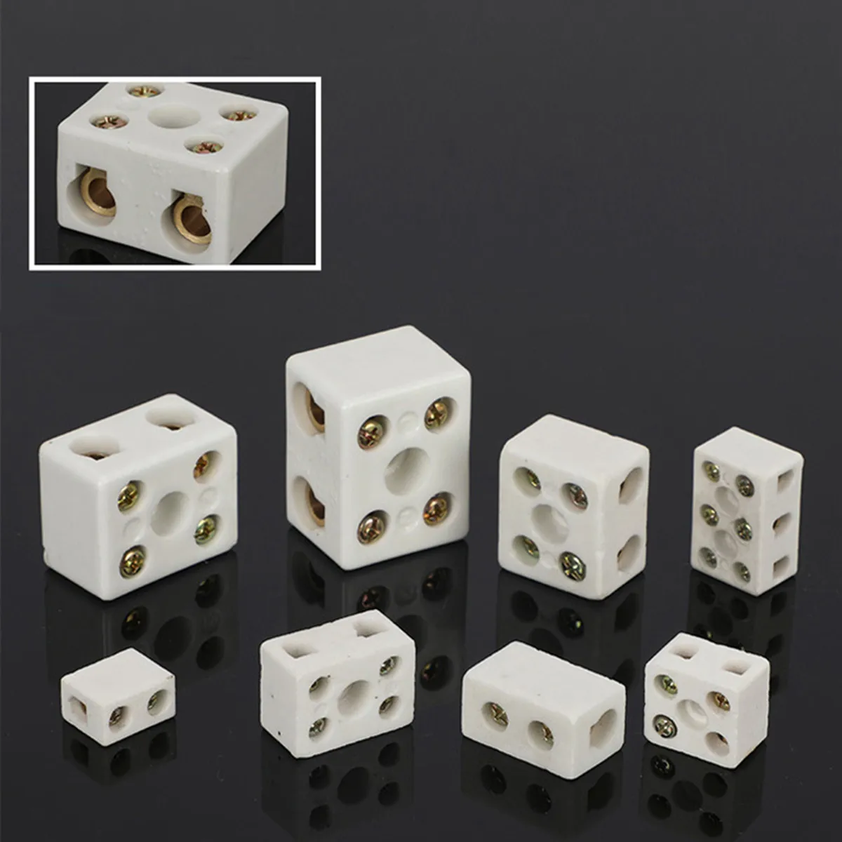 5Pcs 1W2H 2W5H 2/5/8 Bore Insulation Connector Porcelain Ceramic Terminal Block