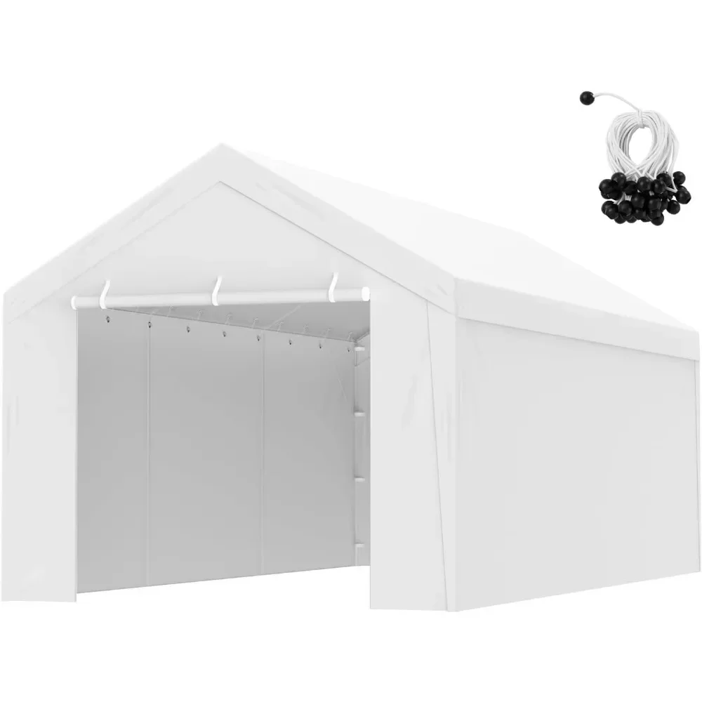 

Carport Replacement Canopy Top Cover + Sidewall 10 x 20 ft, Garage Tent Shelter Tarp Heavy-Duty,White (Frame Not Included)