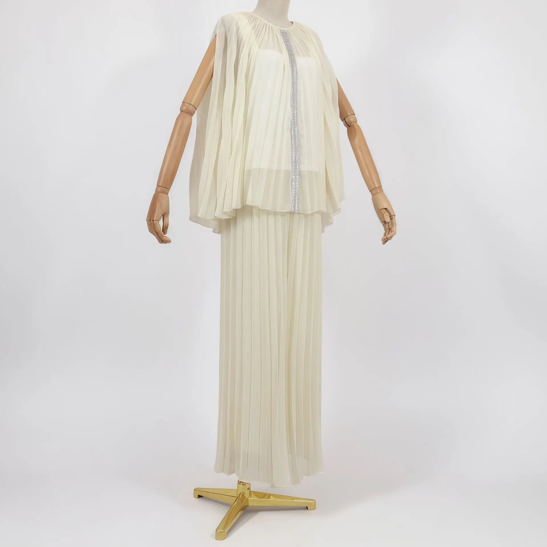 

Элегантные плиссированные мусульманские комплекты с бриллиантами для женщин, топы, брюки, костюм, исламская одежда, спортивный костюм, Абая Femme Musulmane, ансамбли