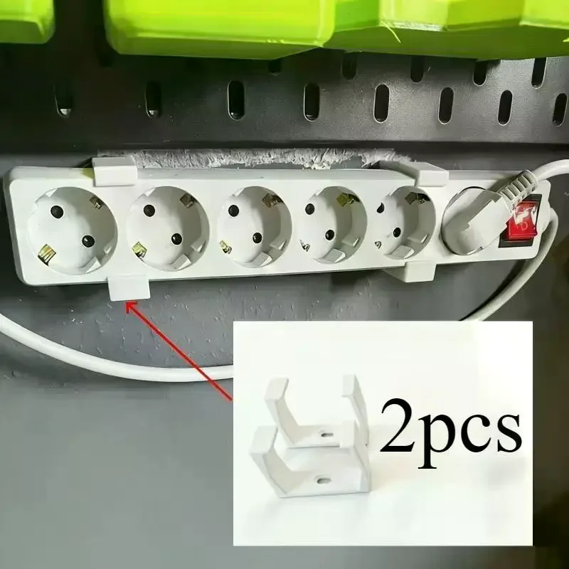 2Pcs 3D Printed Outlet Fixer, White/Black Wall-Mounted Power Strip Holder, Sturdy Cable Manager With
