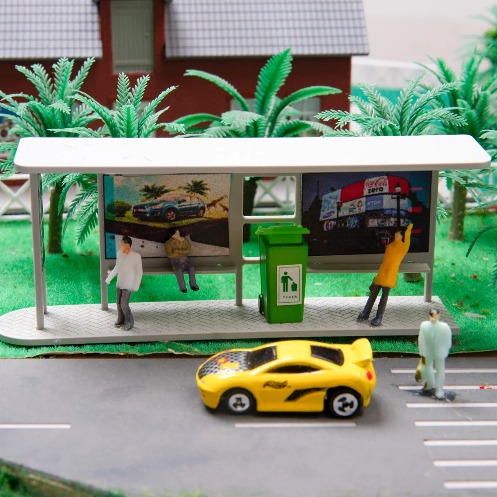 Scale 1:87 1:100 1:150 Mini Bus Station Model Simulation Car Station Platform Assembly Toys DIY City Street Scene Materials 1Pcs