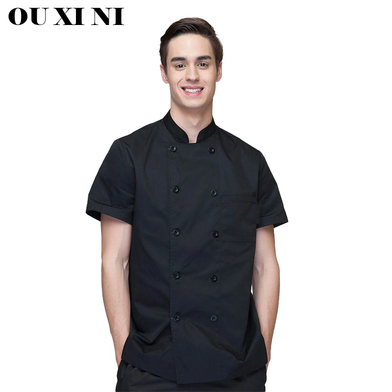 ห้องครัว Uniform ร้านอาหาร Chef แจ็คเก็ตแขนสั้นโรงแรม Men Cook เสื้อเบเกอรี่ Waiter Overalls Catering Breathable ทำอาหาร Coat