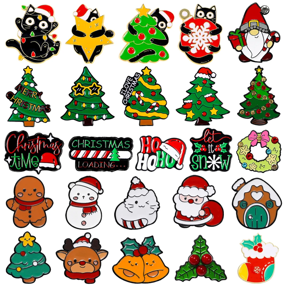 Santa Enamel Brooch Ginger Candy Man Candy Gift Snowflake Metal Badge Cute Christmas Gifts Jewelry Accessories For Friends Kids