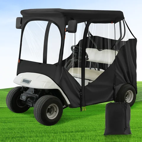 골프 카트 2인승 EZGO Enclosure-600D 방수 레인 커버 개폐식 앞 유리창이 있는 다기능 폴리에스테르 커버