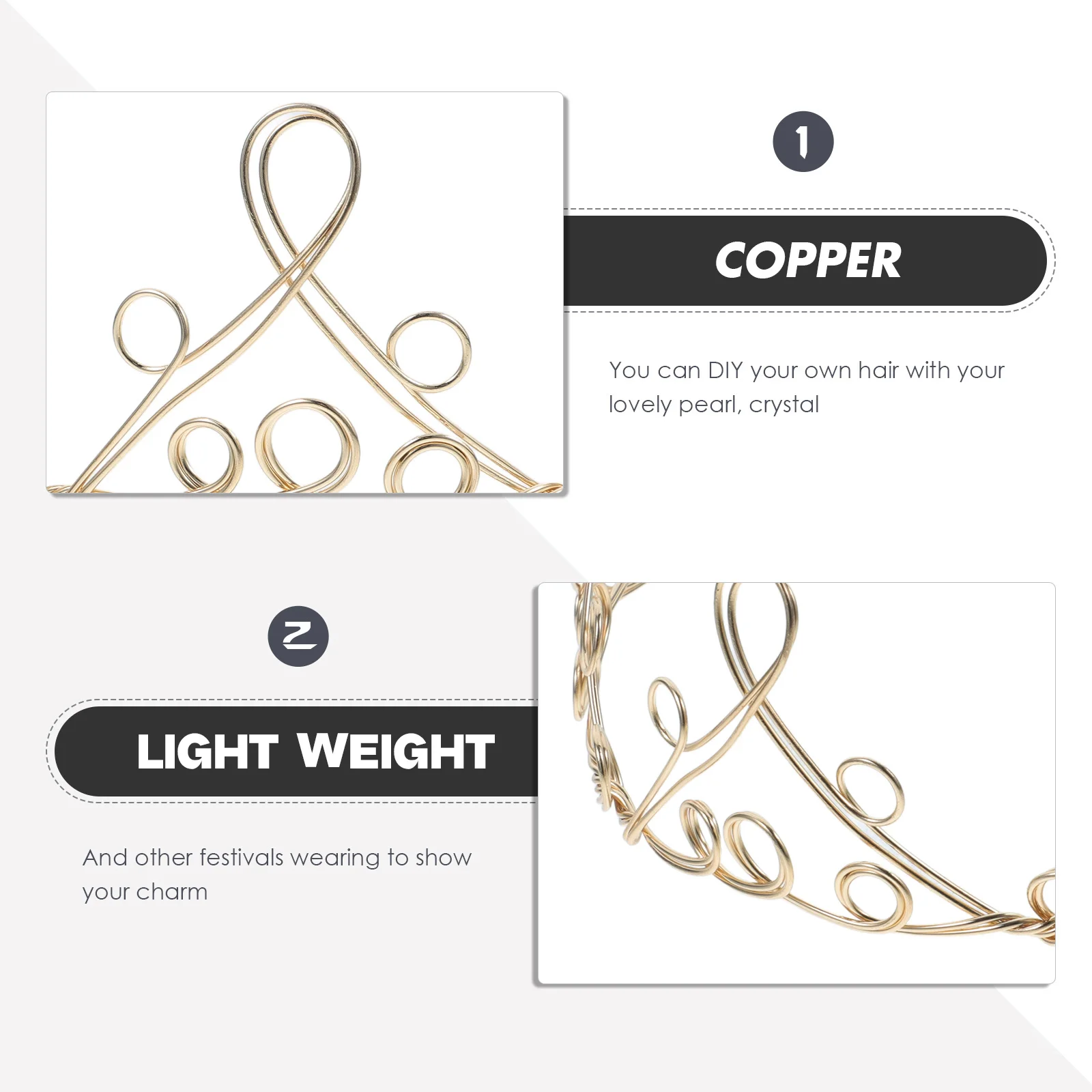 

1 шт., заводная Корона, сделай сам, медь, прочный головной убор ручной работы, аксессуар для волос для вечеринок, дней рождения, церемоний, мода