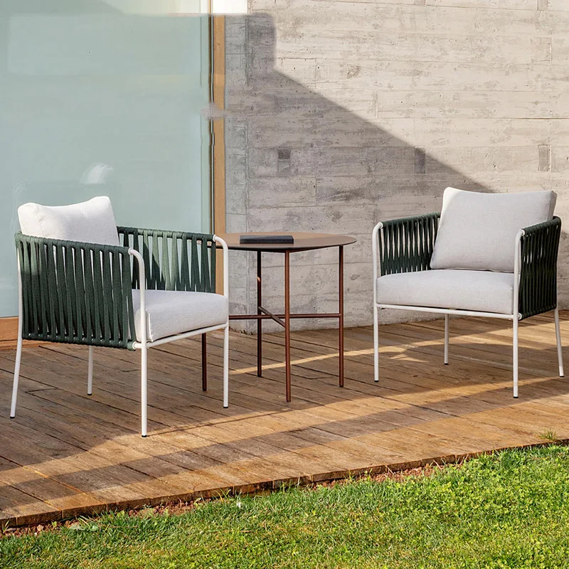 HYS Balcony Leisure Chair Rattan Chair Sofa Single Coffee Table Combination Courtyard Coffee Chair Rattan Dining