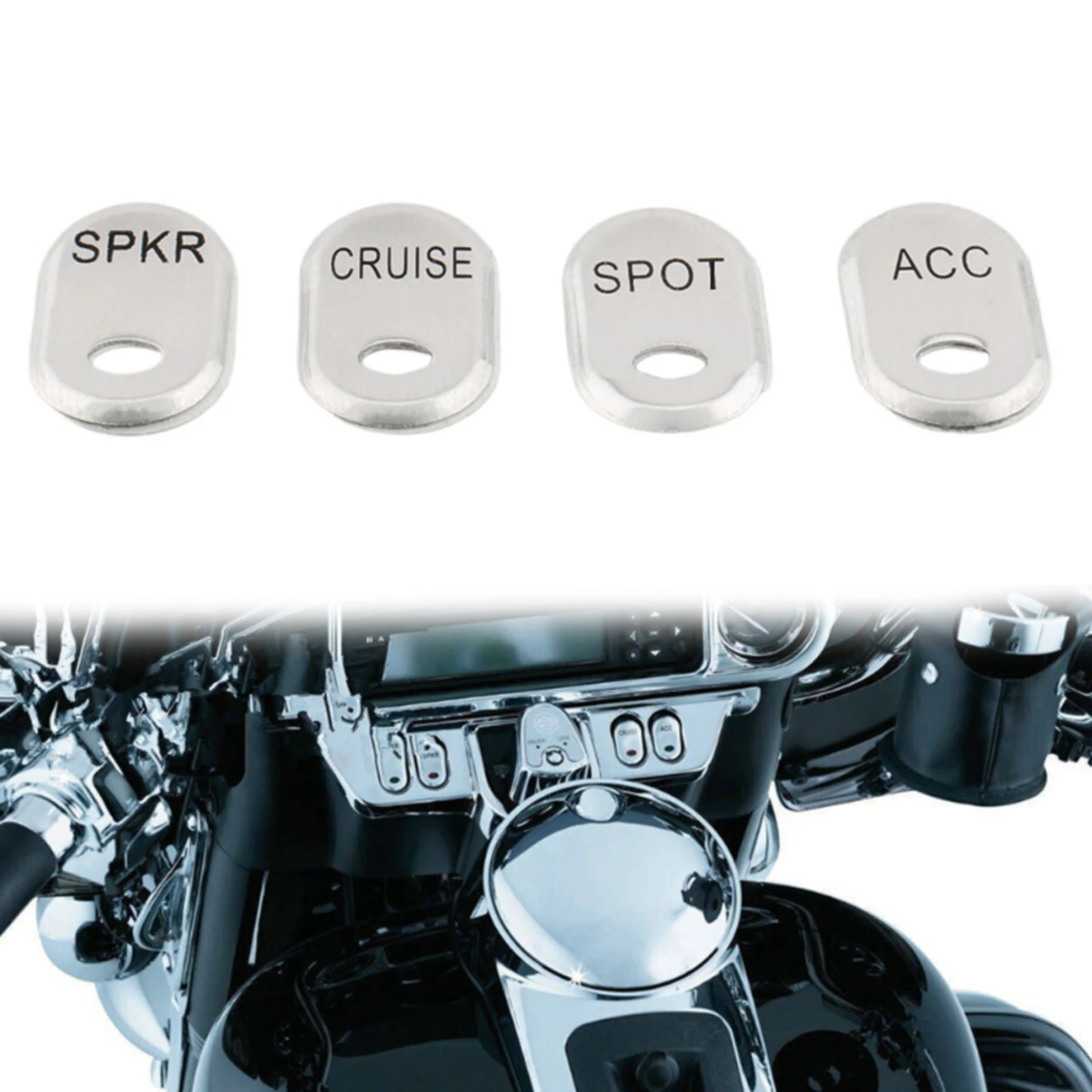 

For Harley Touring Electra Road Glide 09-13 Street Glide 06-13 CVO 06-12 Chrome Steel Rocker Panel Switch Button Covers Kit 4Pcs