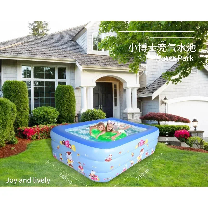 【From China】Wholesale Portable PVC Inflatable Rectangular Swimming Pool for Adults & Kids Logo Outdoor Family Use Kids Paddling