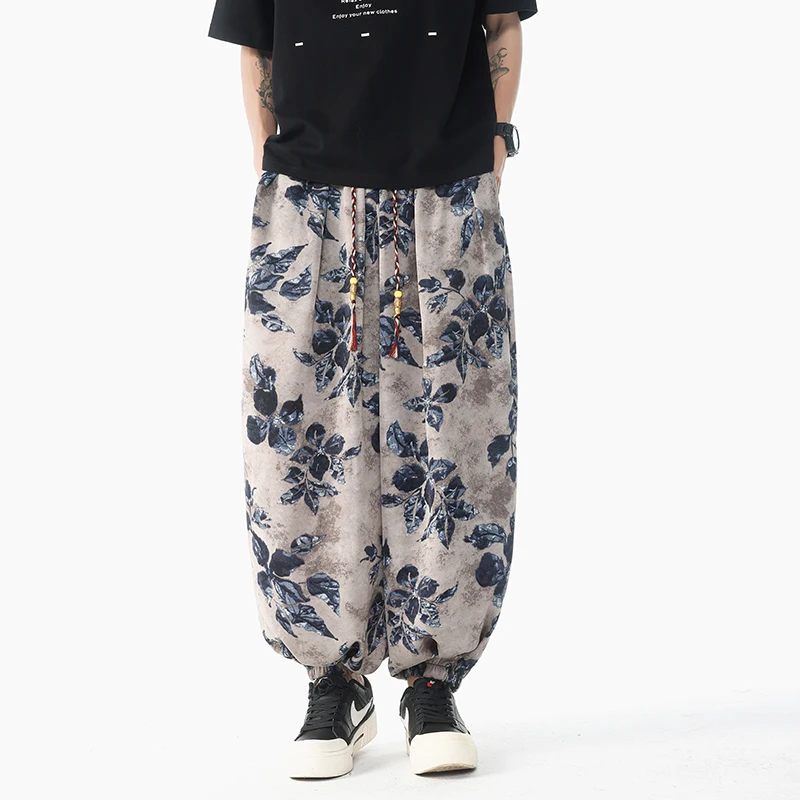 

2025 New Summer Mens Loose Pants Printed Harem Trousers Comfortable Men's Leisure Sweatpants