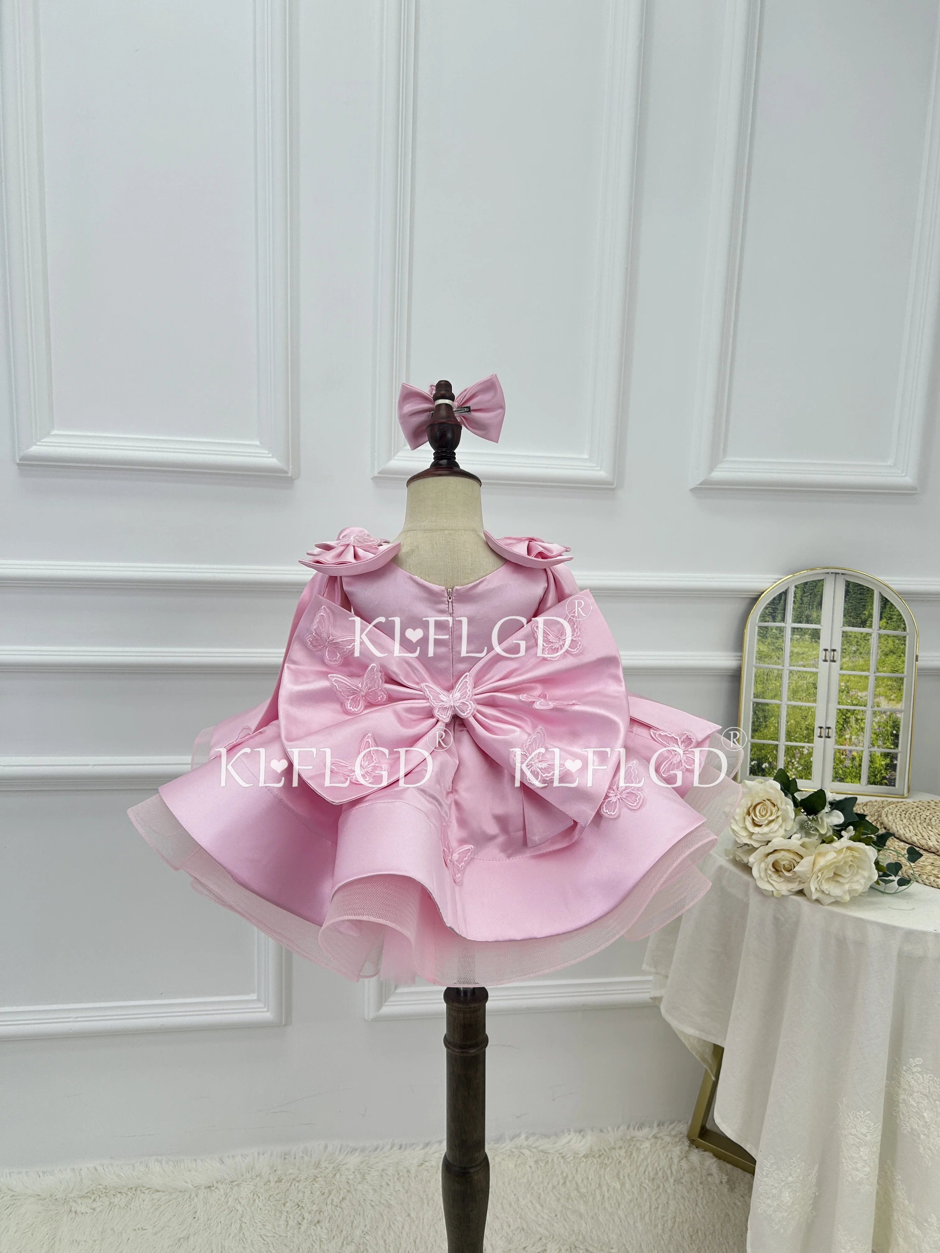 chinese dress ladies Baby Girl Pageant Princess Dresses Toddler Summer Elegant Pink Sequin Bow Birthday Party Dress, Pink / 9-10 Years (150cm) main image 0
