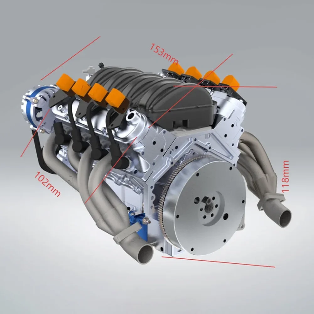 NF CISON V8 Engine LS-52 52CC 1/5 Water Cooled 4 Stroke Eight Cylinder Engine Operable Internal Combustion Engine V8 Model Kit
