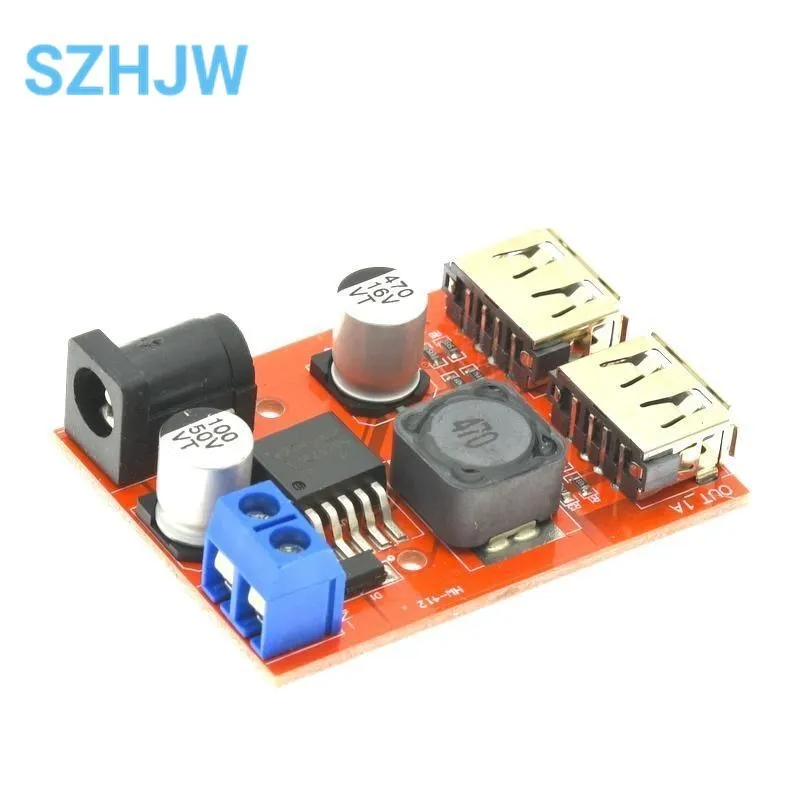 LM2596 LM2596S Dual USB DC-DC 9V 12V 24V 36V to 5V 3A Step Down Buck Converter Board Car Charger Solar Power Supply Module C6B4