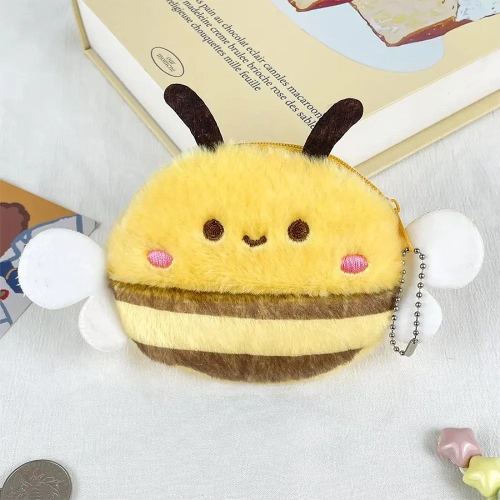 Fashion Cute Bee Plush Coin Purse Mini Portable Office Storage Bee Money Bag Animal Doll Pendant Storage Bag