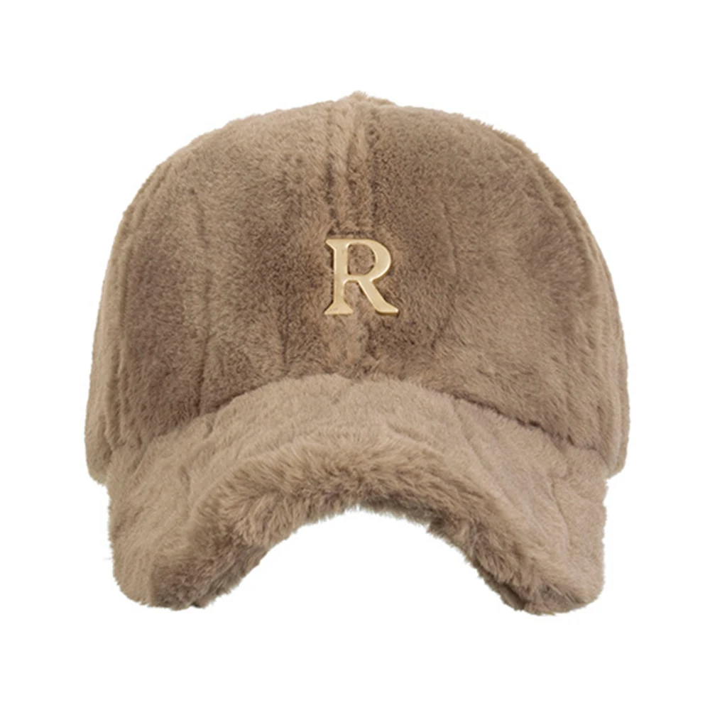 FS Khaki Beige Warm Plush Winter Baseball Cap For Men Thicken Big Letter Women Caps Outdoor Windproof Skiing Hat Casquette Femme