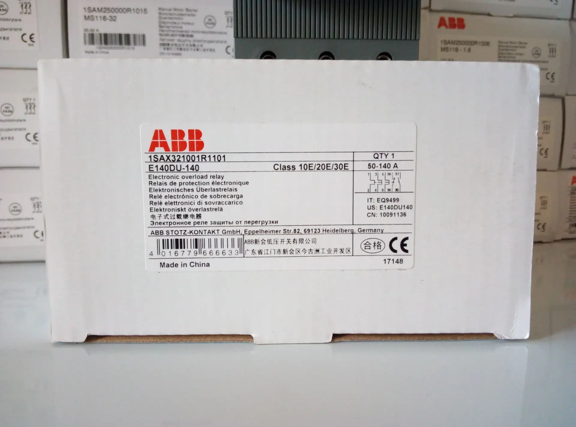 New Original Genuine ABB Electronic Overload Relay E140DU-140A; 10091136