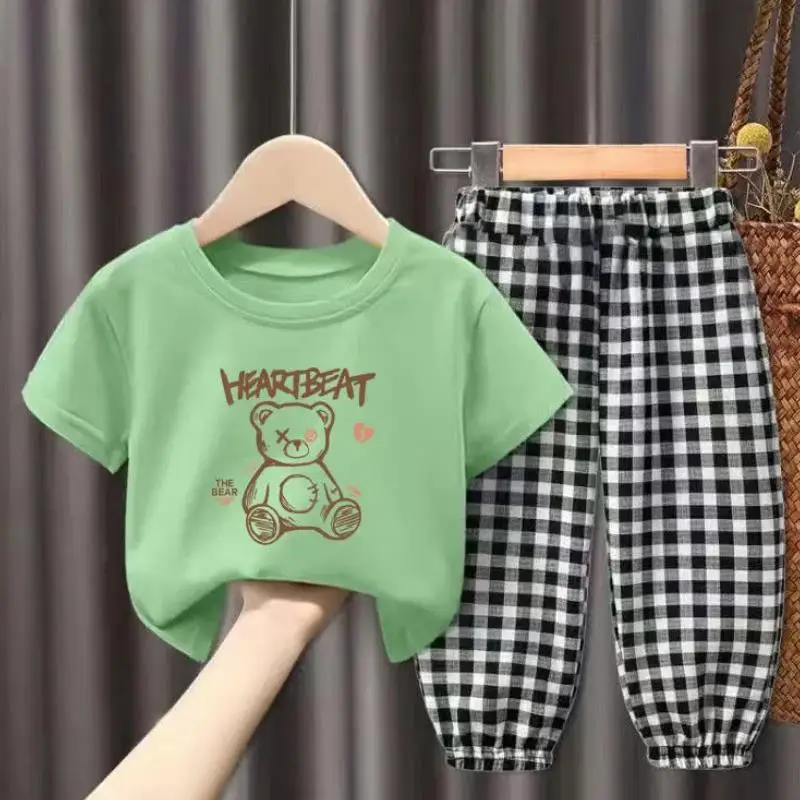 

Children Clothing Set Girl Clothes Summer Baby Sets Cute Cotton cartoon Tshirt Pants Toddler Loungewear Soft Tracksuit1-8Y