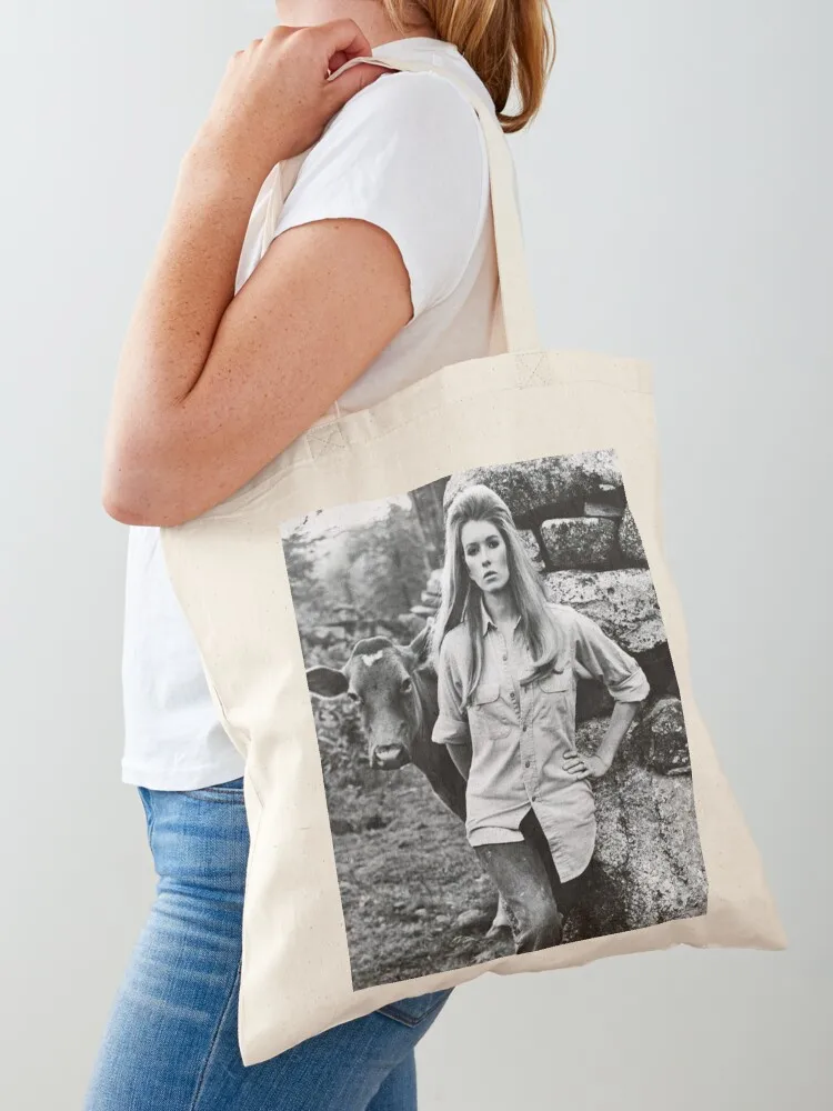 Bolsa tote com estampa de vaca e jovem Martha Stewart, bolsa fofa personalizada, bolsa tote feminina, bolsas ecológicas