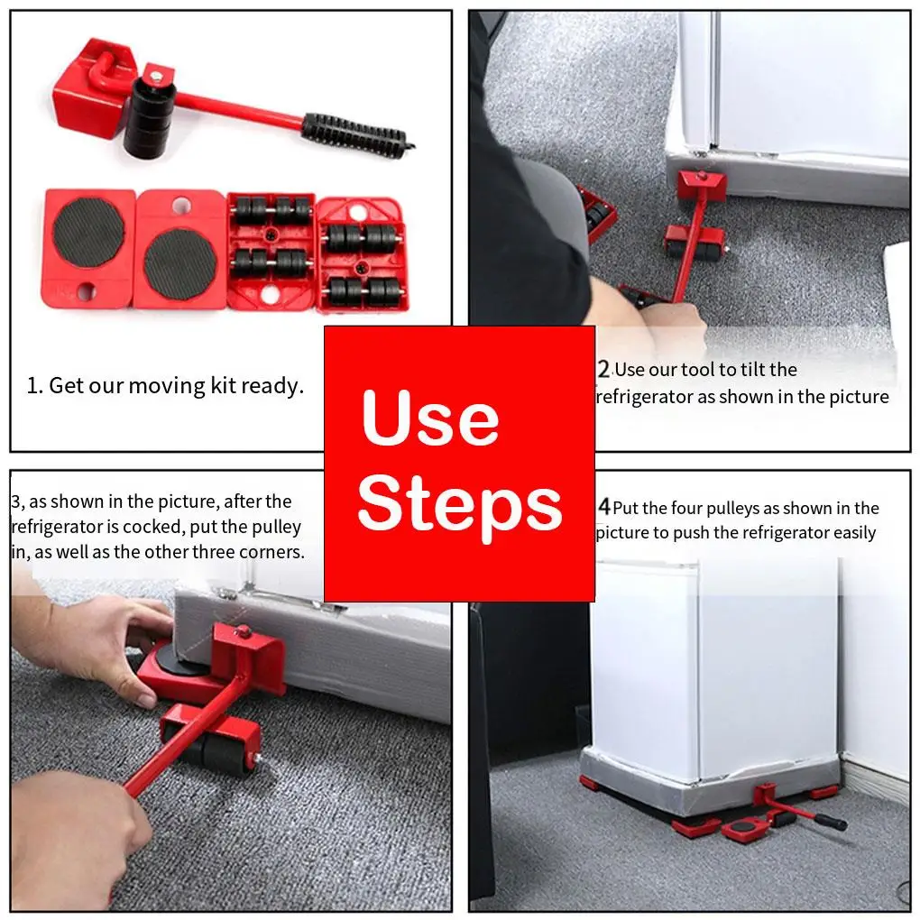 Red Heavy Furniture Transport Tool Lifting Moving Furniture Helper For Stress-Free Moving Furniture Moving Transport Tools