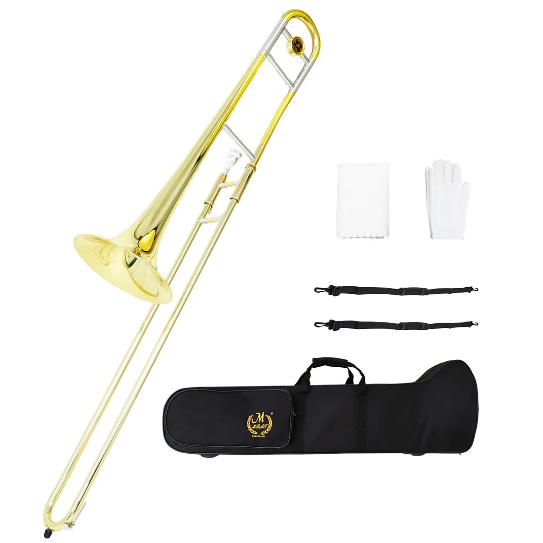 

Hooqu Alto Trombone Instrument B-flat Beginner Alto Trombone Drawing Instrument Brass Lacquered Gold Trombone Two Tones