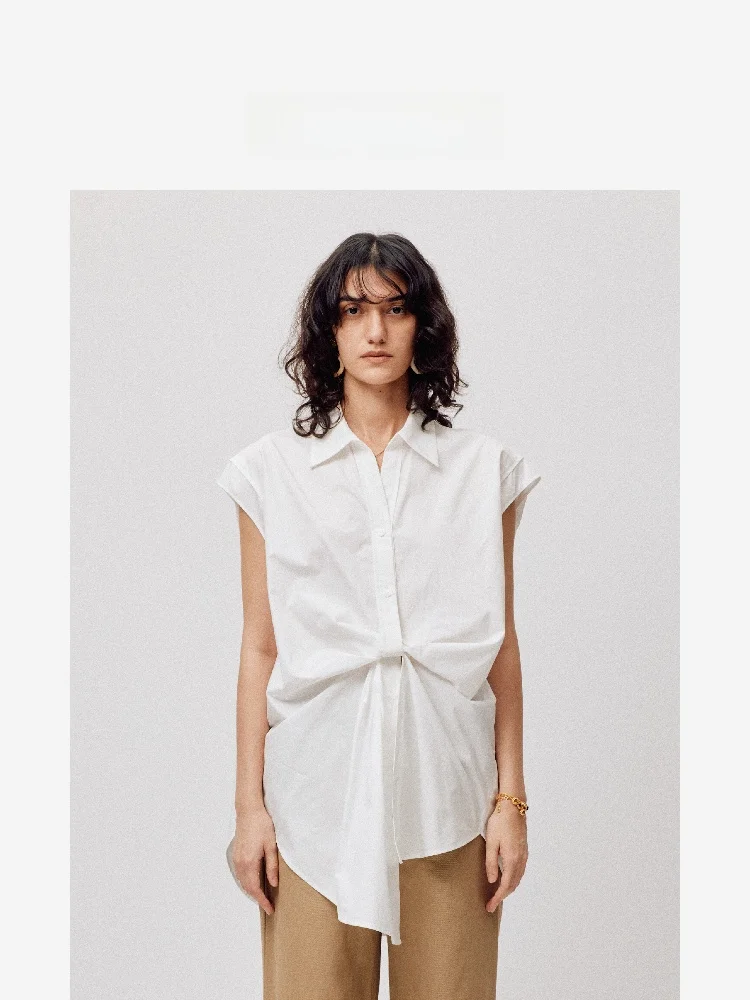 

Faionable Knot ort Sve Loose irt Design Sensation LIHAN Dr Weaving 2025 Summer New Arrival Women's irt