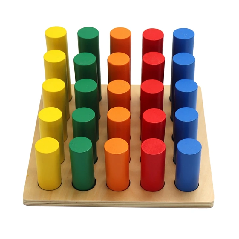 Wooden Toys Finger Grab Board Color Plug Stick Educational Toy Sensory Training Color Discrimination Board A