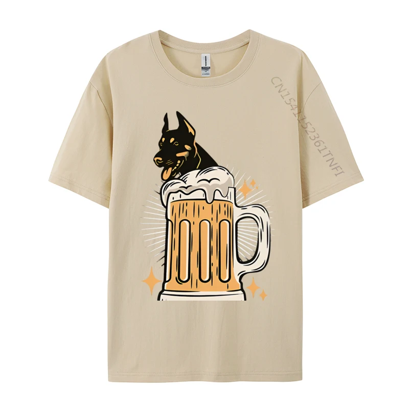 Doberman Dog Lover Funny Beer Lover T-shirt Black High Quality Funny Style T Shirt Cotton Mens Tops Tees