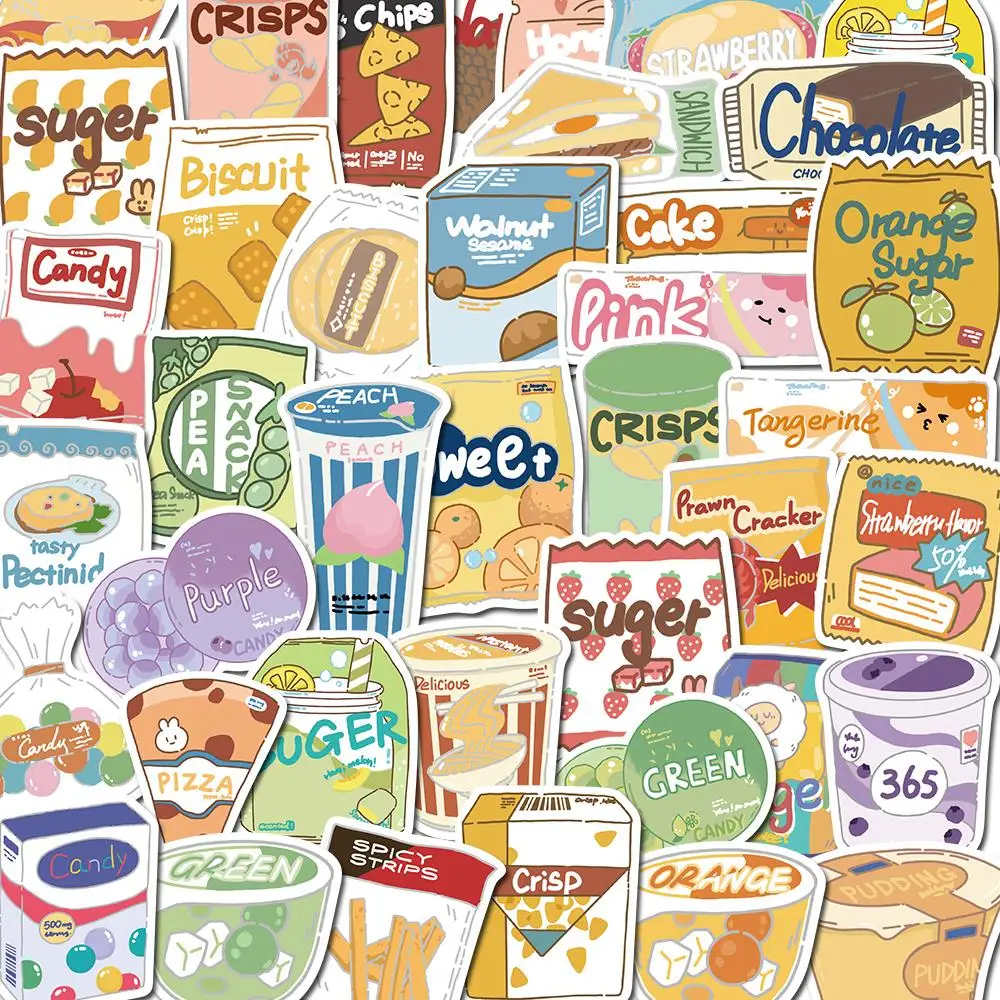 

10/40PCS Cartoon Snack Stickers Vintage For Decoration DIY Kids Notebook Luggage Motorcycle Laptop Refrigerator Decal Toys Phone