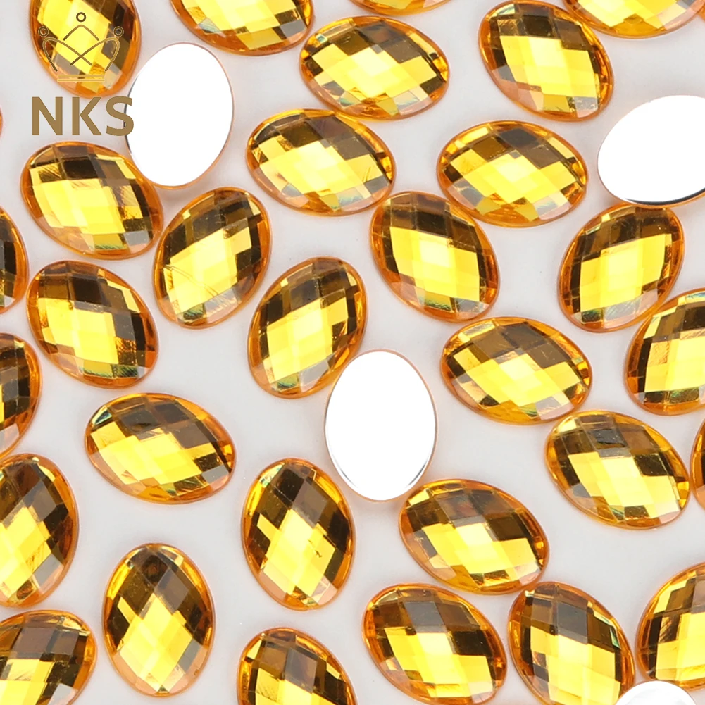 NKS Hot Selling Oval Acrylic Crystal Non-Hotfix Glue On Flatback Acrylic Rhinestone for Garment Accessory Bags Shoes