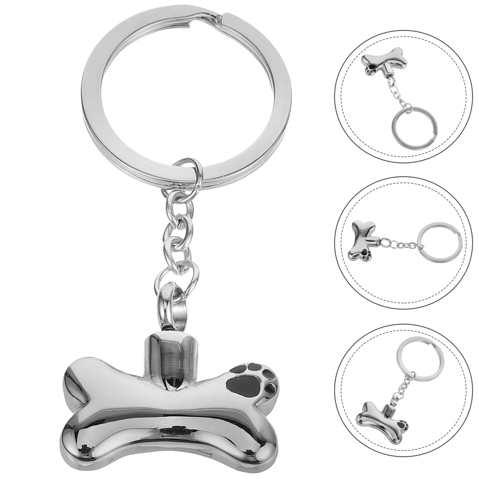 Hond Pootafdruk Hanger Mini As Sleutelhanger Huisdier Container Hand Parfumfles Urn Titanium Staal Moeder Gedenkteken