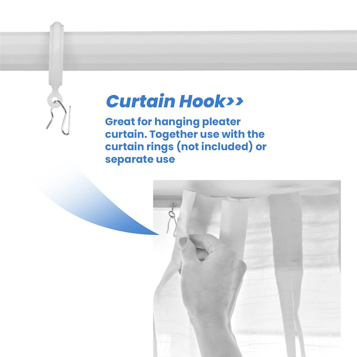 A91P 10pcs Curtain Drapery Pin Hooks - Silvery