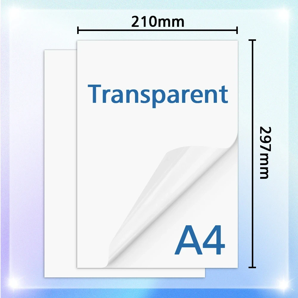 10PCS 100% Transparent A4 Waterproof Transparent Printable Vinyl Sticker Paper for Inkjet Printer Clear Vinyl Label Copy Paper